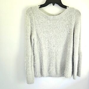 Lauren Conrad gray fuzzy knit sweater